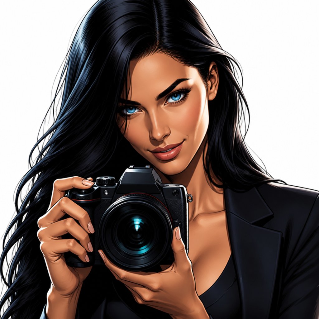 a woman holding a camera taking a picture