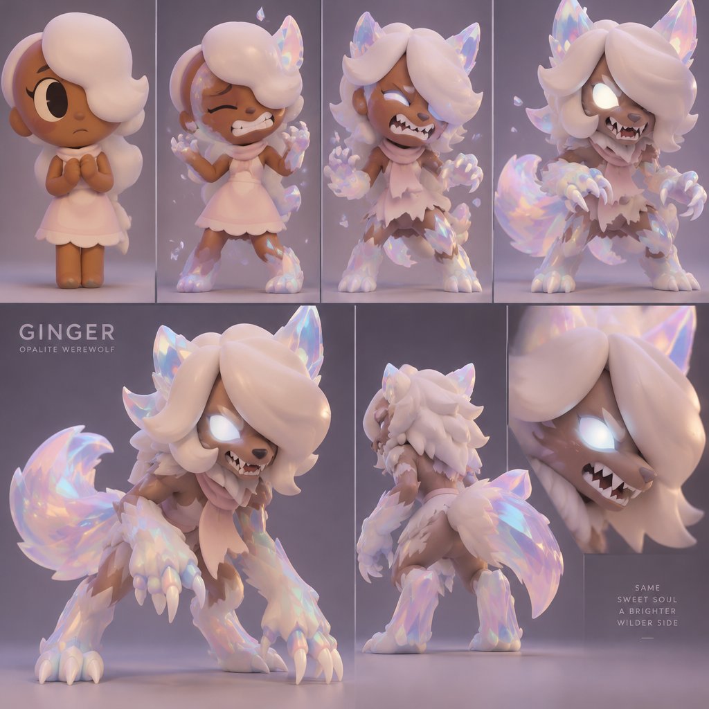 Ginger from Dandy’s world turning into a Opalite Werewolf