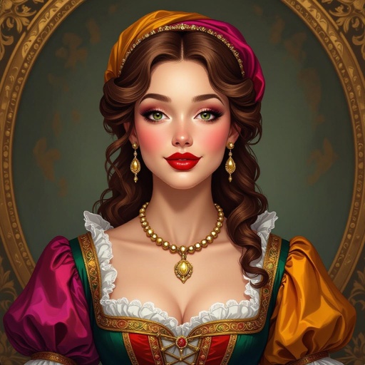 Create a character lady who has attitude but is funny looking and loves lipgloss 