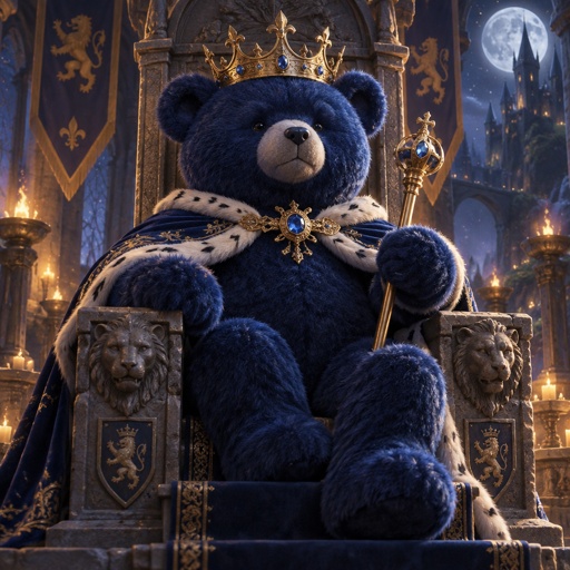 King teddy bear in midnight blue color 