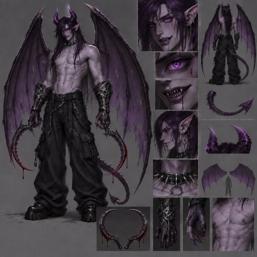 a drawing of a demon with purple eyes