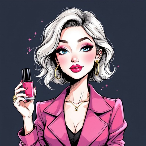 Create a character lady who has attitude but is funny looking but about fashion and loves lipgloss