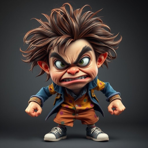 Create a funny angry character, from head to toe.