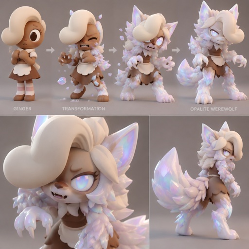 Ginger from Dandy’s world turning into a Opalite Werewolf 