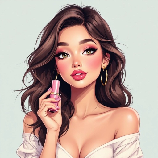 Create a character lady who has attitude but is funny looking and loves lipgloss 