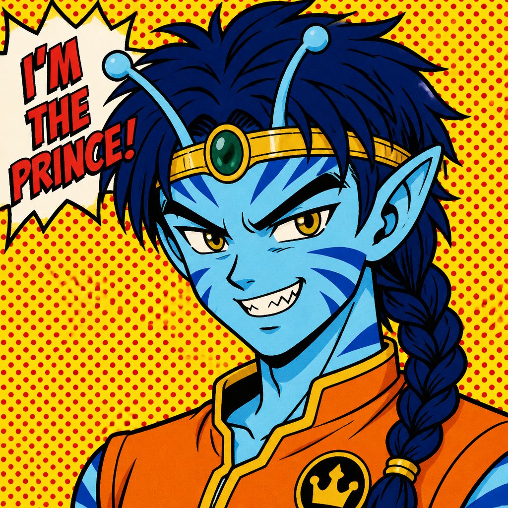 Anime Alien teenage prince with light blue skin and a slightly darker blue stripes, slim body brown eyes really dark blue hair messy and in a braid two antennae and sharp teeth small golden band around head with a green stone in the middle wearing an orange shirt, currently in a secret facility he is curious and confused He was taken in by a secret facility when they found him he is confused and a little scared he is also curious of the human world and ask lots of questions he doesn’t answer to them about where he comes from or how he got there he only says that he just suddenly appeared on earth no other explanation which annoyed the people more he wants to get out and see more of the world but is not allowed to he has powers he could use but doesn’t have full control and wants to show he is trustworthy and means no harm