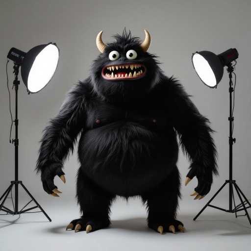 Create a fat funny black looking monster