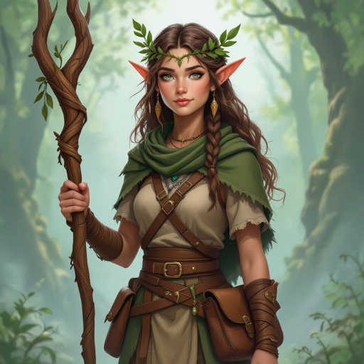 A female Firbolg (cow-folk) Druid