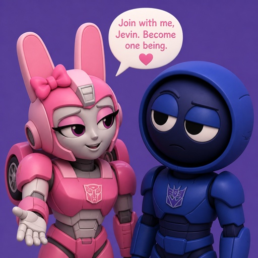 Pinki From Sprunki As Elita One Asking Jevin From Sprunki if he wants to become one being with her