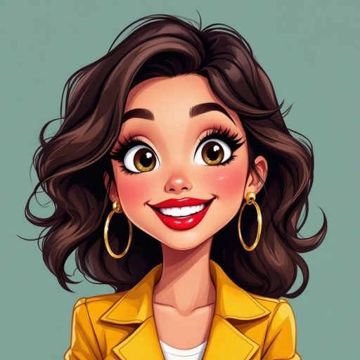 Create a character lady who is funny but about fashion and loves lipgloss