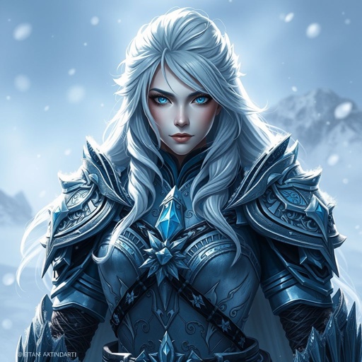 Create a character: Alvara the Frostheart – A tall, battle-hardened 