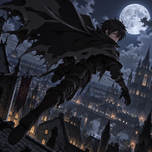 Draw me a big cape tattered like a Batman gliding like a bat