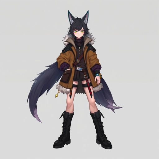 Human with a wolf tail and ears and clothes on