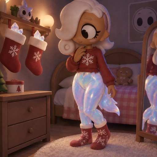 a cartoon character standing in front of a mirror
