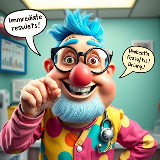create a funny looking doctor, named doctor p Pom. Who is funny looking from head to toe. And he always says immediately results to surgery for anything even small things 