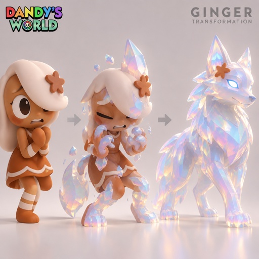 Ginger from Dandy’s world turning into a Opalite werewolf 