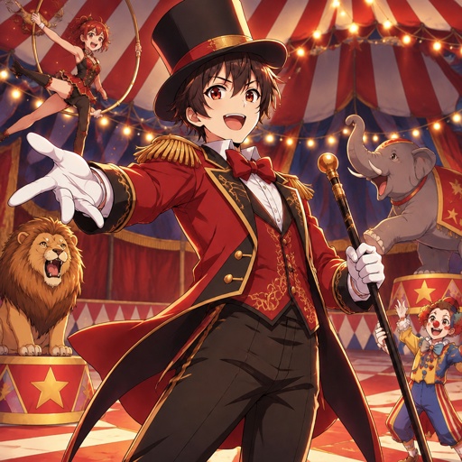 a circus scene with circus clowns and circus animals