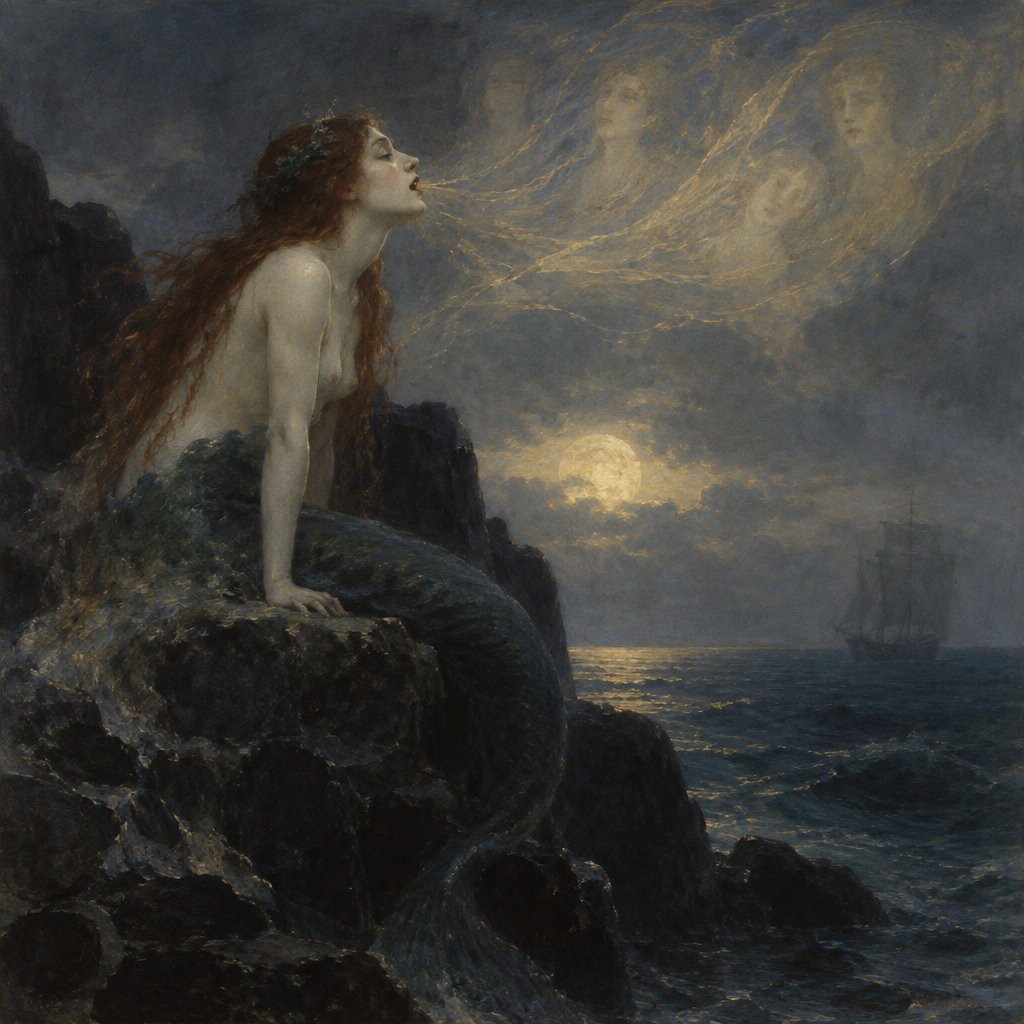 The Siren's Call (Mythological creatures whose beautiful, sweet singing lured sailors to wreck on hidden rocks.)
