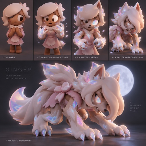 Ginger from Dandy’s world turning into a Opalite Werewolf 