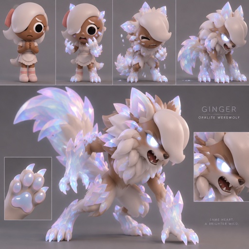 Ginger from Dandys world turning into a Opalite Werewolf 