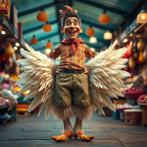 Create a funny looking man with chicken legs