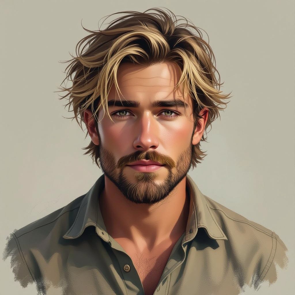 man with Dirty Blonde Unkempt Hair and Goatee