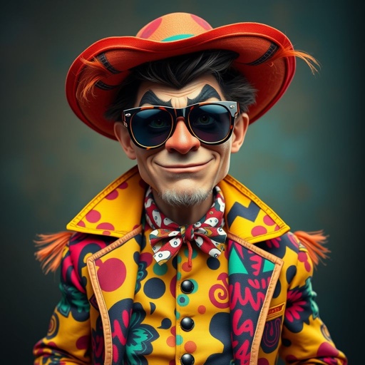 Create a funny arrogant character , showing him head to toe like his whole outfit 