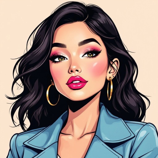Create a character lady who has attitude but is funny looking but about fashion and loves lipgloss