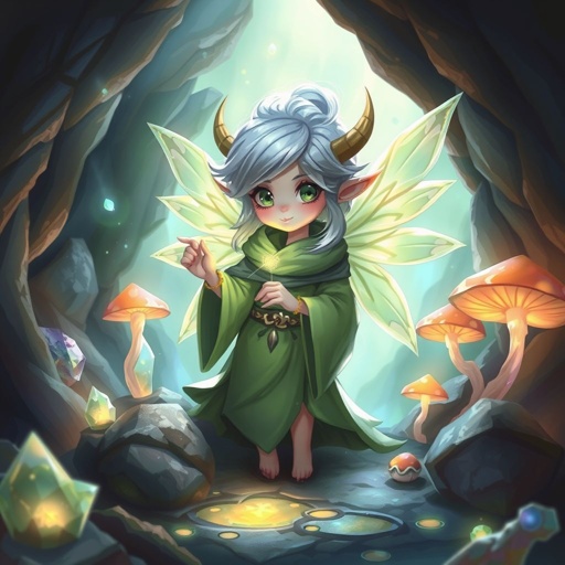 Magical ball of light floating in a cave
