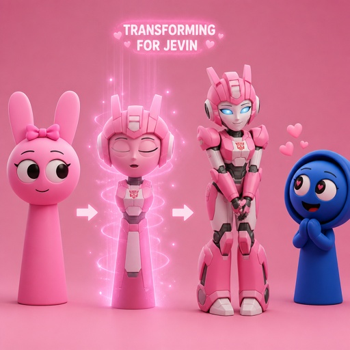 Pinki from Sprunki turning into Elita One for Jevin from Sprunki for the first time 