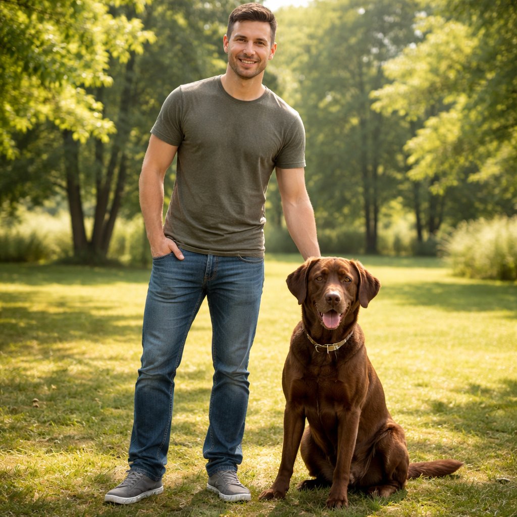 Make me standing next to a dog