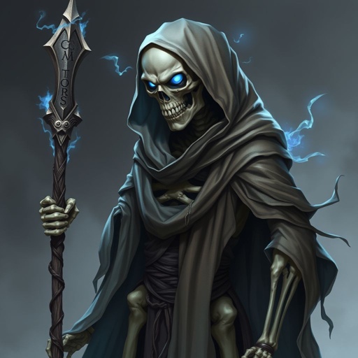 Skeleton mage with a bone staff