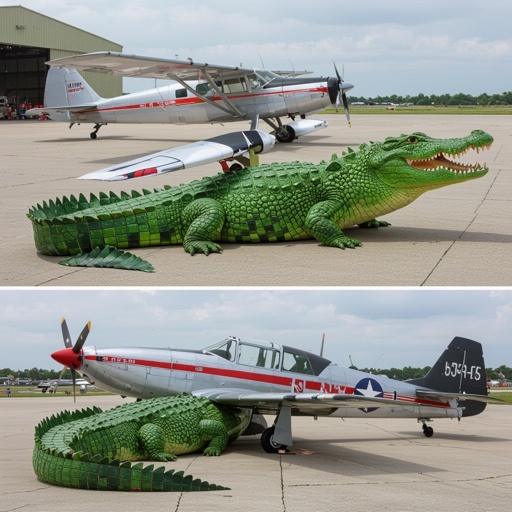 crocodile with airplane for its body
