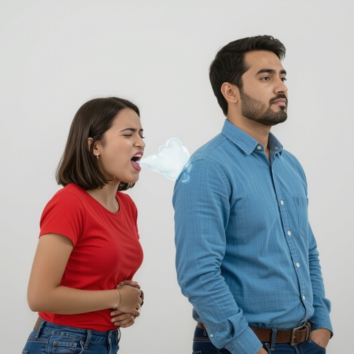 Gassy girl farts on man