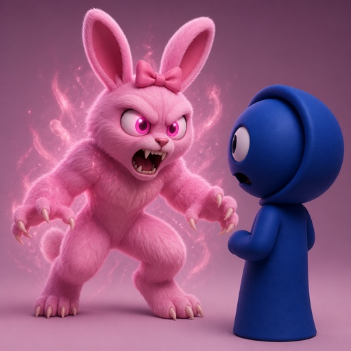 Pinki from Sprunki turning into a WereRabbit in front of Jevin from Sprunki