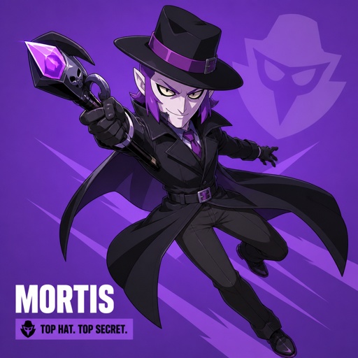 Mortis from brawl stars as a spy, dynamic poses