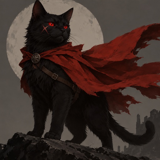 black cat red eyes special x scar red cape