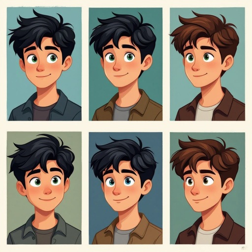 Black and brown hair 19 year old boy blue and green eyes