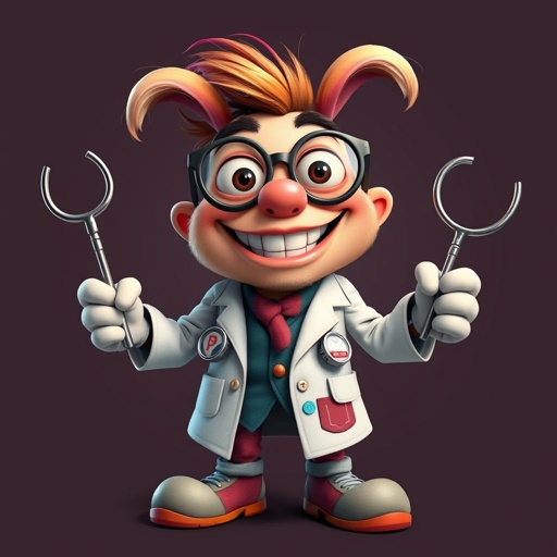 create a doctor, named doctor p Pom. Who is funny looking from head to toe. And he always says immediately results to surgery for anything even small things. So please be sure to show his whole outfit head to toe.