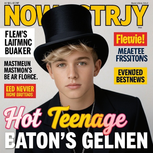 Hot teenage boy with blonde hair and a top hat