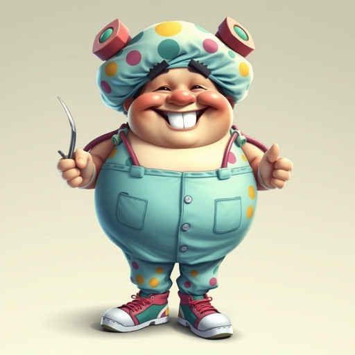 create a fat doctor. Who is funny human looking from head to toe. And he always immediately results to surgery for anything even small things. So please be sure to show his whole outfit head to toe. Make him have 1 tooth