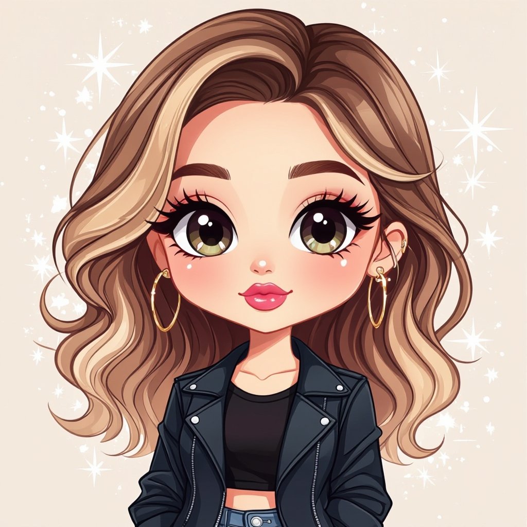 Create a character lady who is funny but about fashion and loves lipgloss