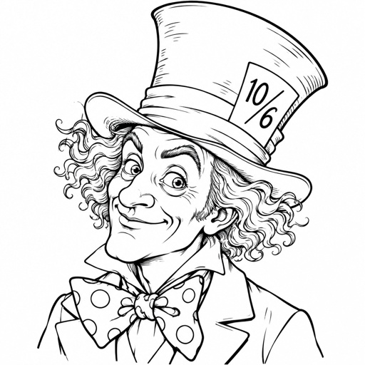 Make an outline of mad hatter 
