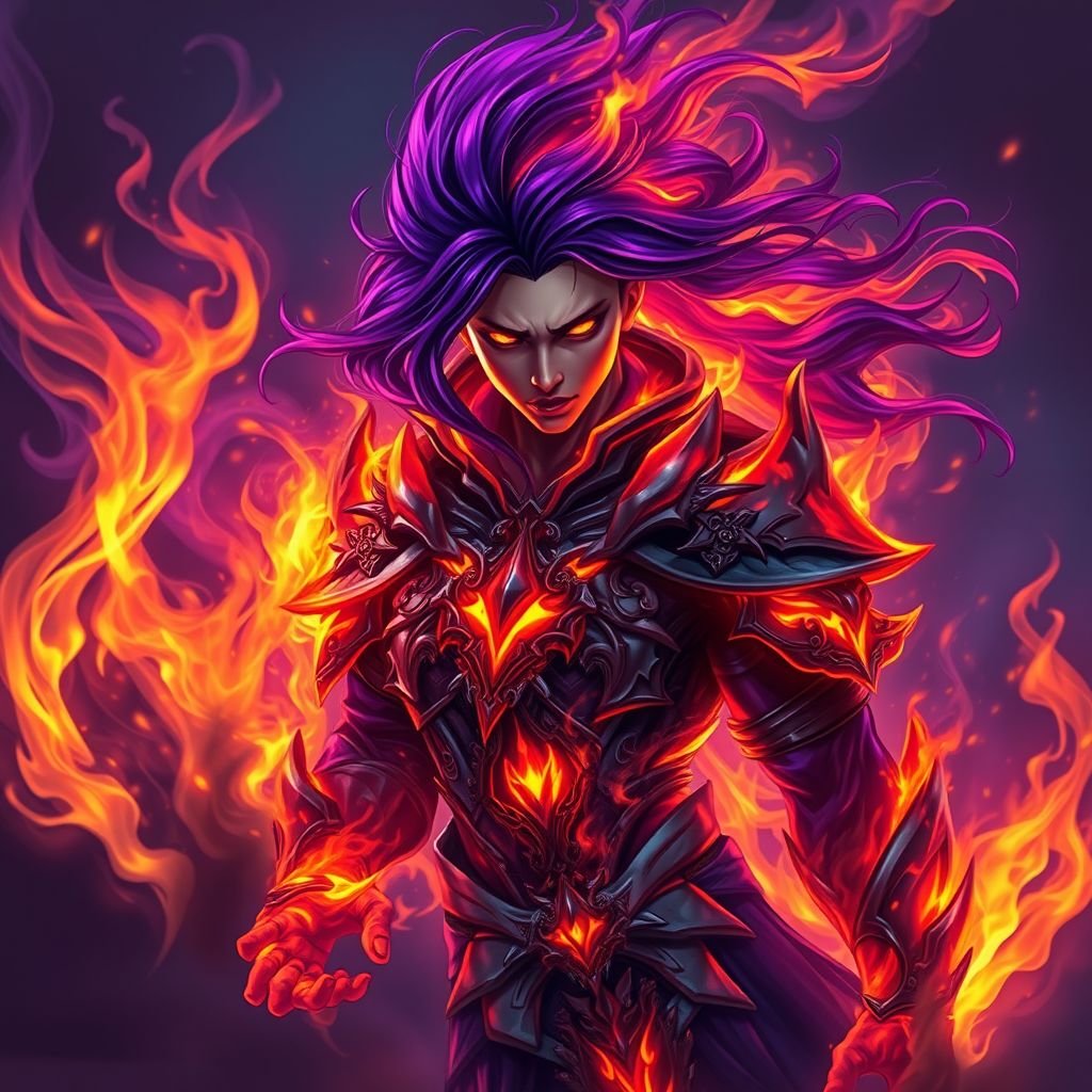 Mixture of purple black orange blue fire