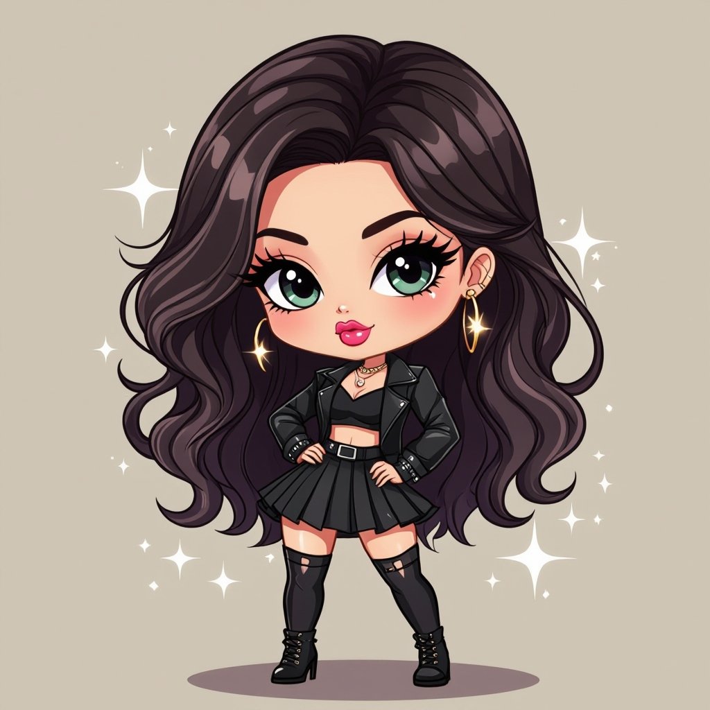 Create a character lady who has attitude but is funny looking  but about fashion and loves lipgloss 
