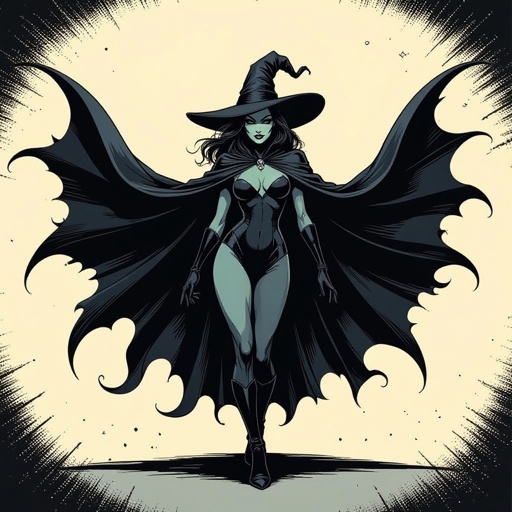 sexy shadow demon witch slate grey skin large black billowing cloak that emits darkness and shadow