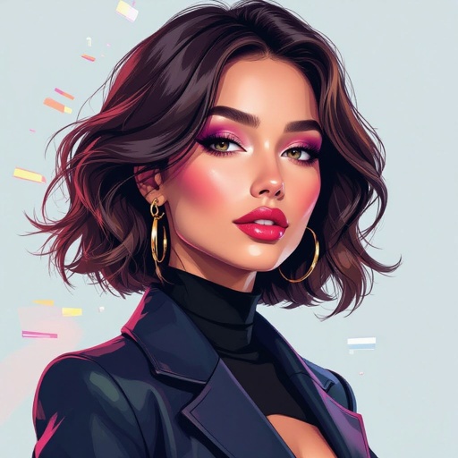 Create a character showing there whole body head to toe, a lady who loves beauty products