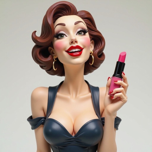 Create a weird looking character showing there whole body head to toe, a lady who will has attitude but is funny looking and loves lipgloss 