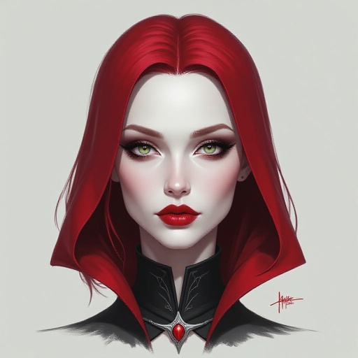 Albino vampire, woman, short skinny, extremely beautiful. The Witcher universe 