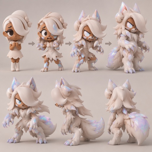 Ginger from Dandy’s world turning into a Opalite Werewolf 